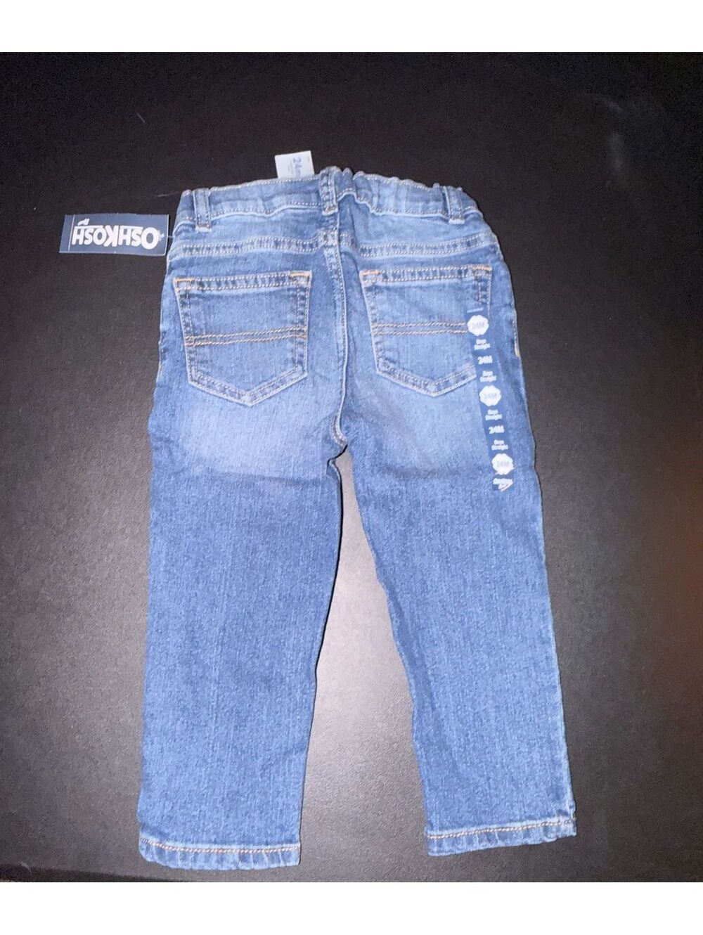 OshKosh B'gosh Boys' Blue Straight Fit Jeans Elastic Waist, Size 24 M, NWT